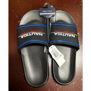 Nautica, black Blue, men’s slides sandals size 10